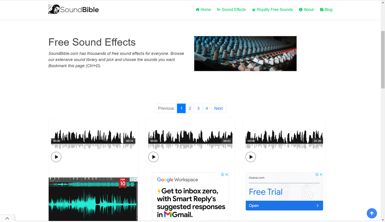 SoundBible website offering free mechanical sound effects for download