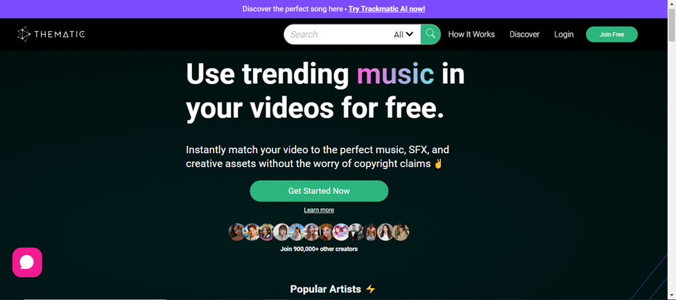 Thematic platform connecting creators with copyright-free background music for YouTube