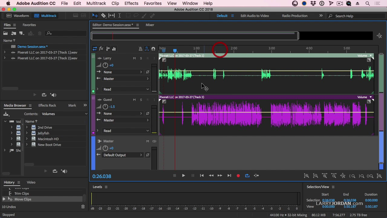 Interface of Adobe Audition - one of the best movie trailer voice generators 