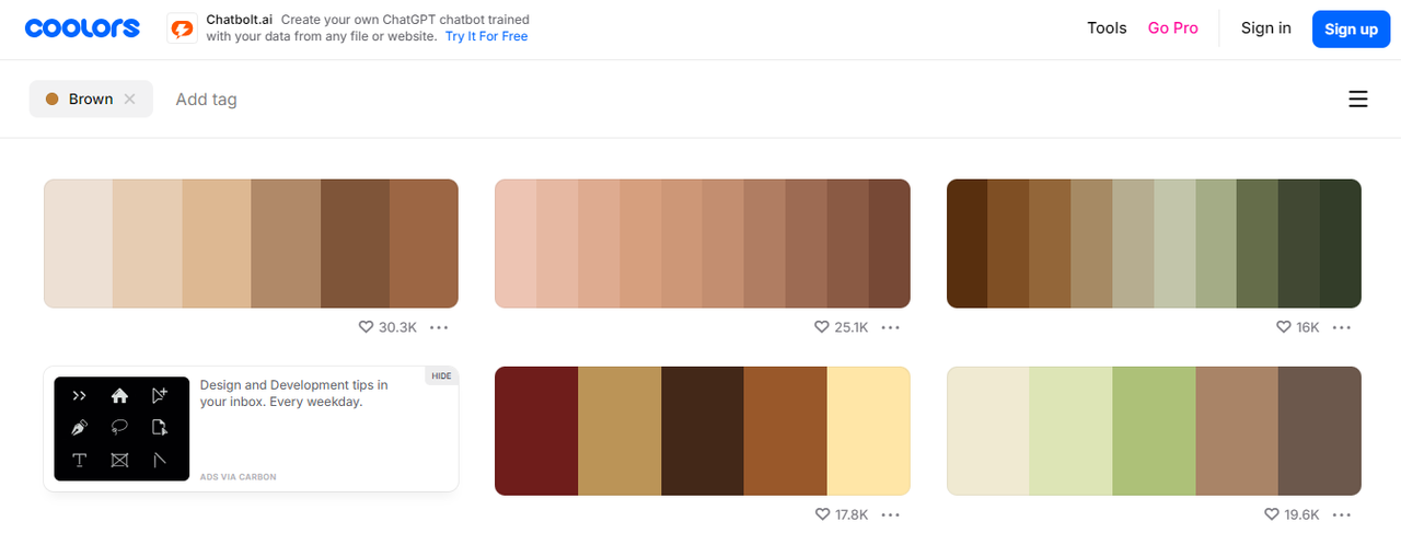 Image showing brown color swatches in Coolors