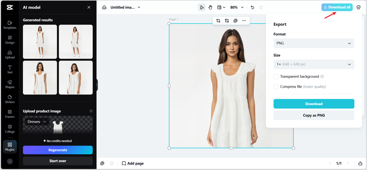 Export your AI model image