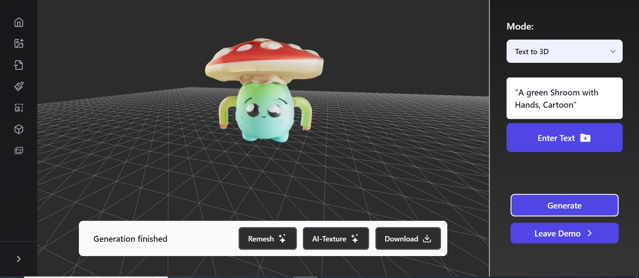 3D AI studio product screenshot