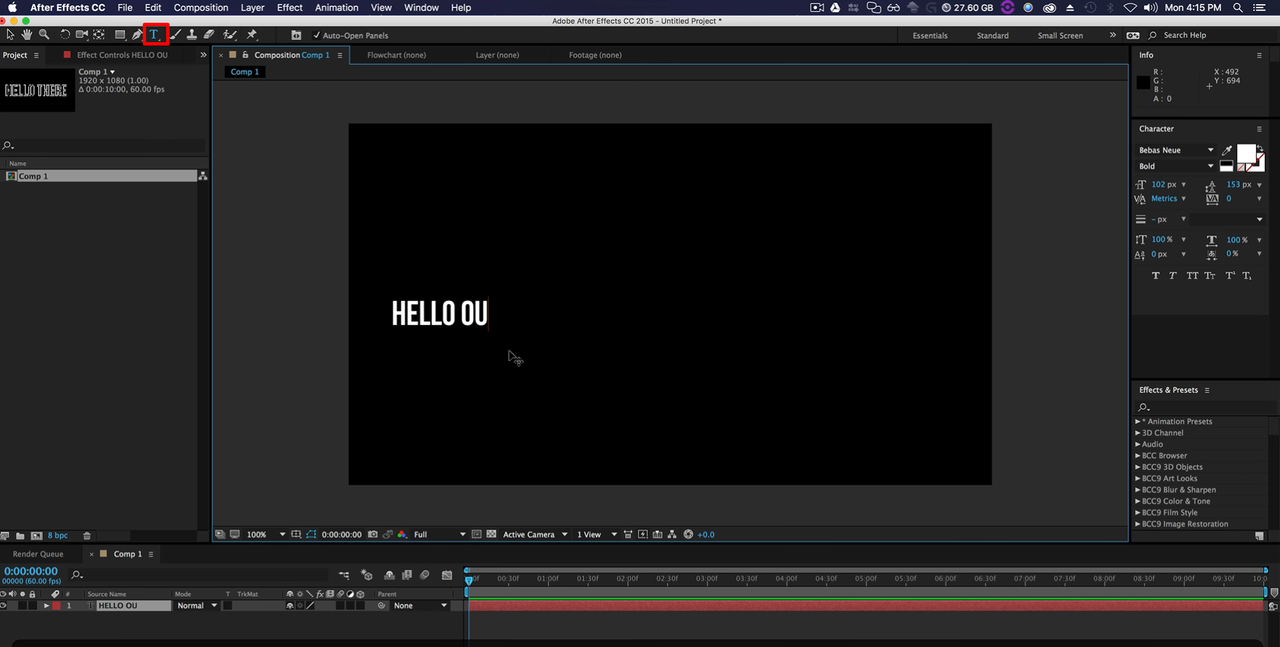 Setting up text layer to add strokes for text outline in Adobe After Effects