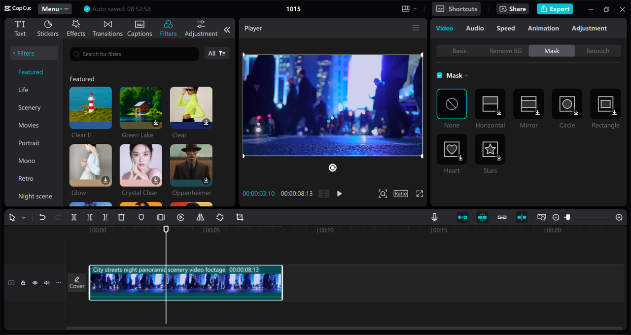 Interface of the CapCut desktop video editor - another way to customize videos on a PC