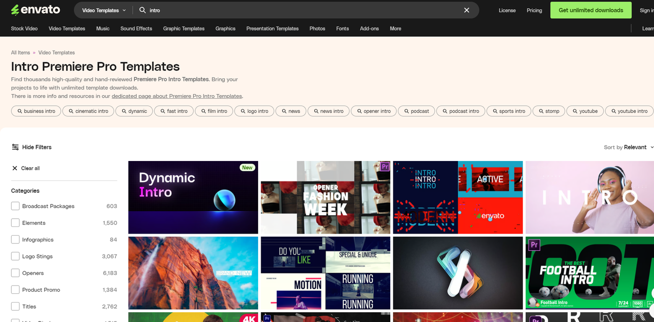 Elements.envato provides a range of professional-grade Premiere Pro intro templates