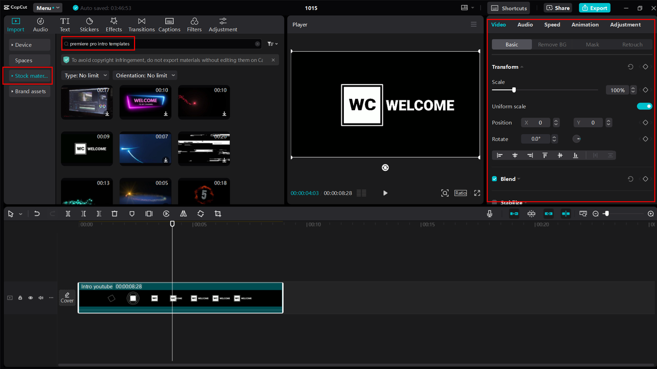 CapCut desktop video editor is the best option for finding a variety of intro templates