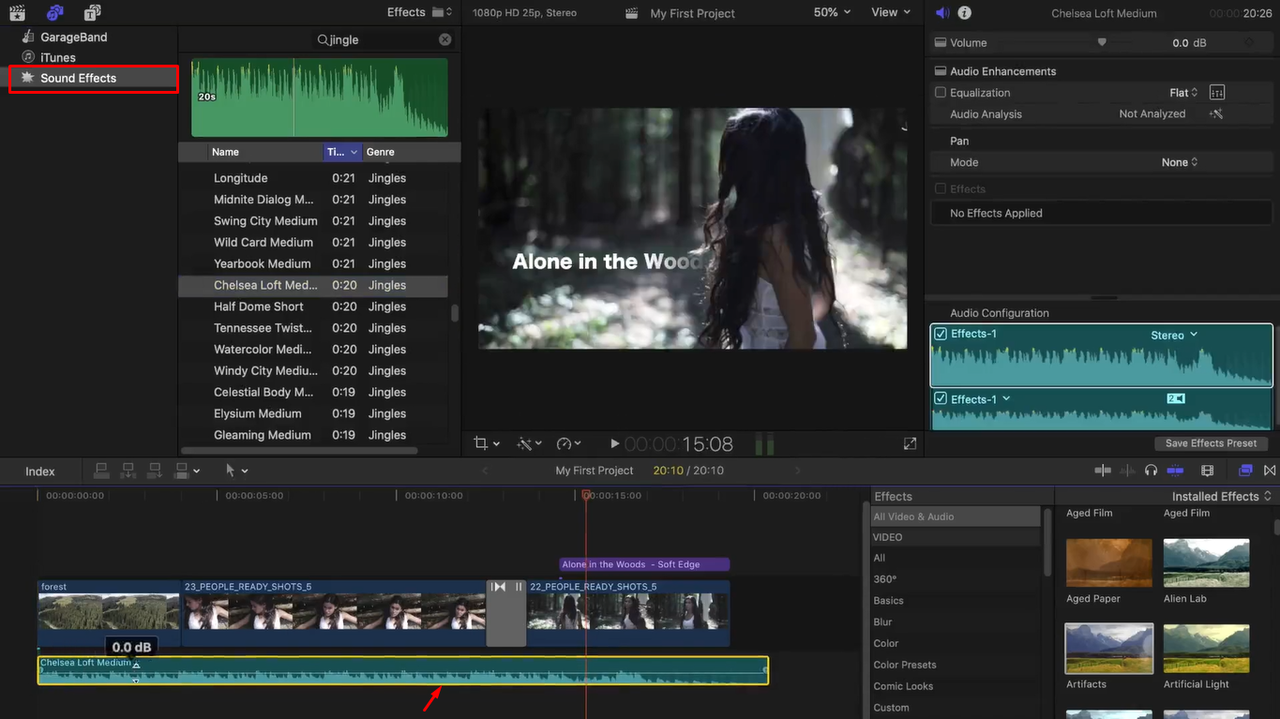 Final Cut tutorial for beginners showing how to add audio to the video 