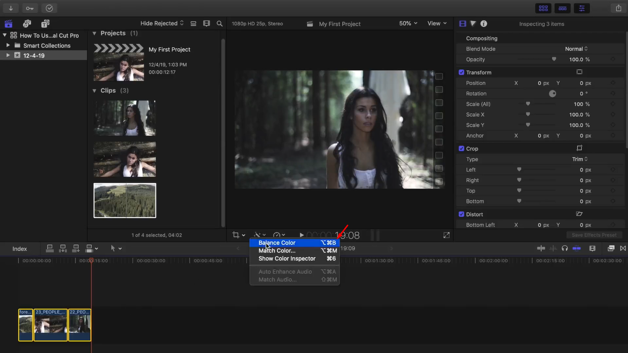 The best FCPx tutorial showing how to apply color correction to video clips 