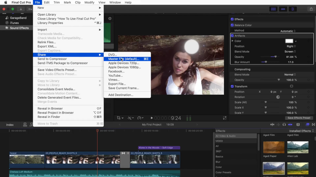 Final Cut Pro tutorial for YouTubers to share videos after editing 