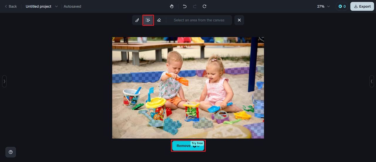 Click on objects to cleanup pictures remove object