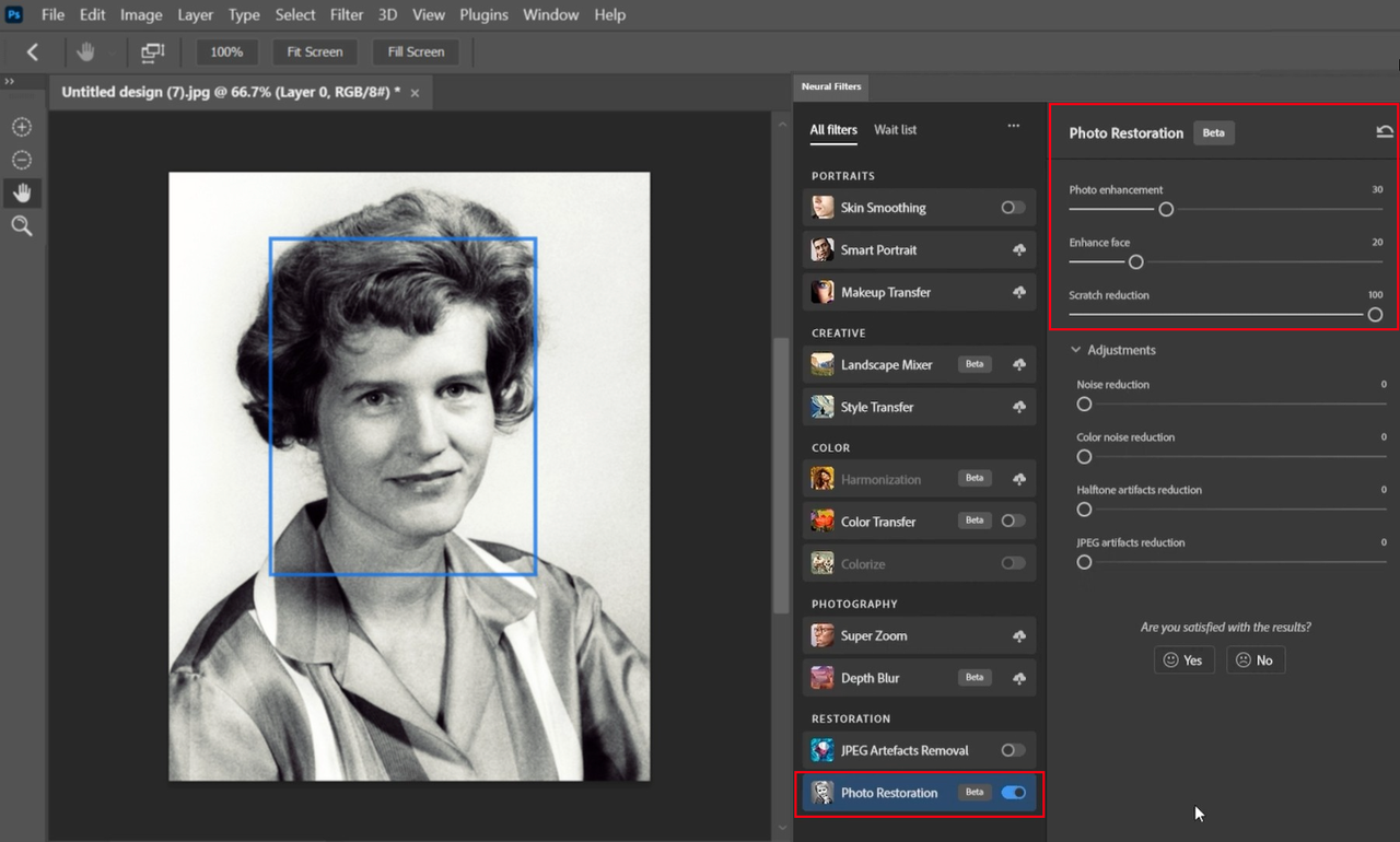 Click on Photoshop photo restoration