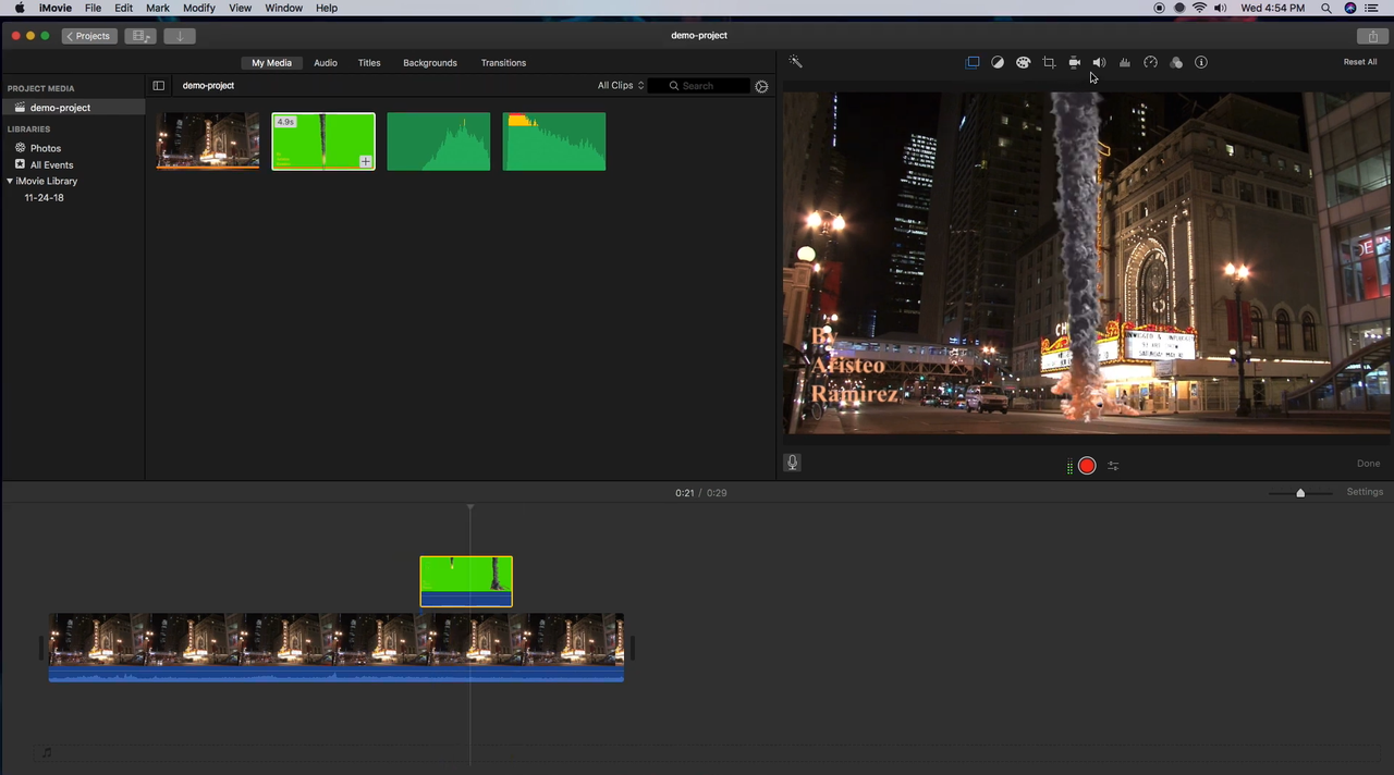 Showing how to add visual effects in iMovie on Mac