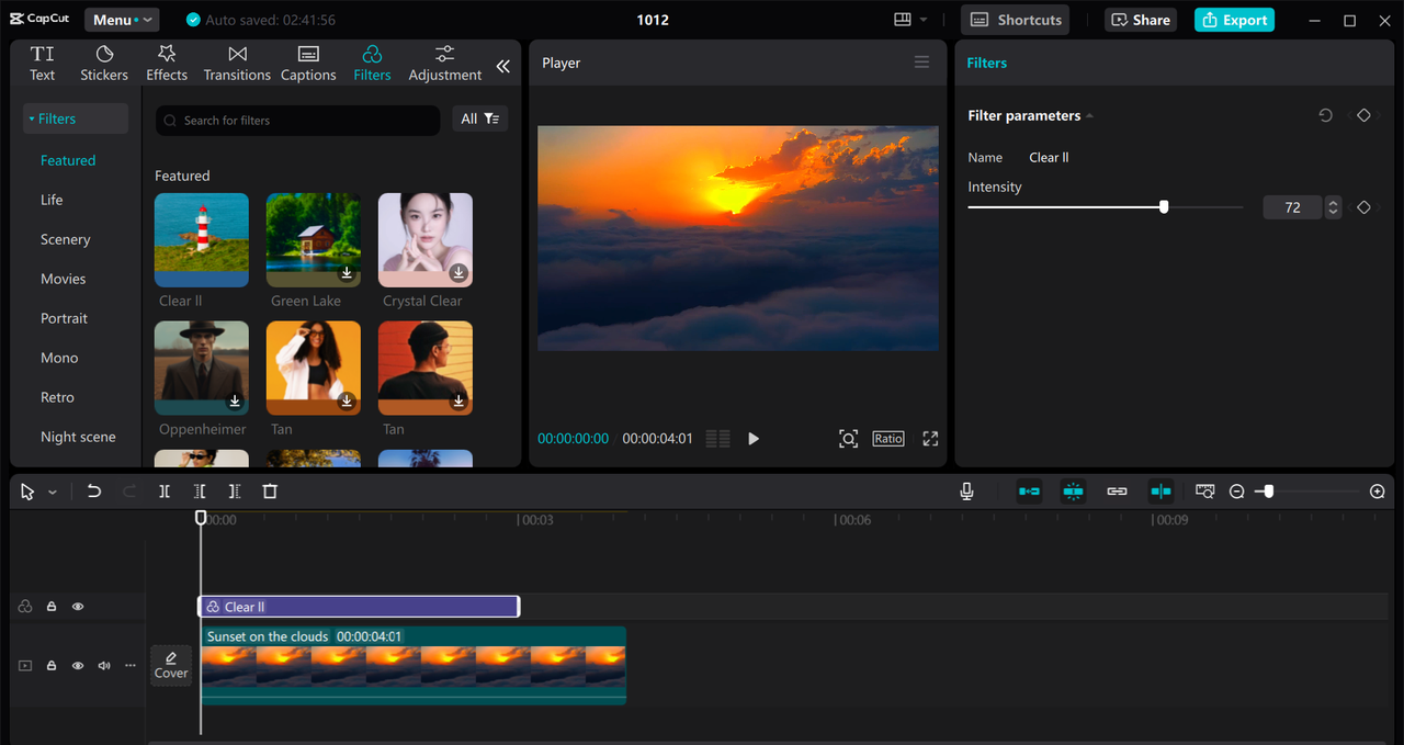 Interface of the CapCut desktop video editor - another way to add special effects to videos