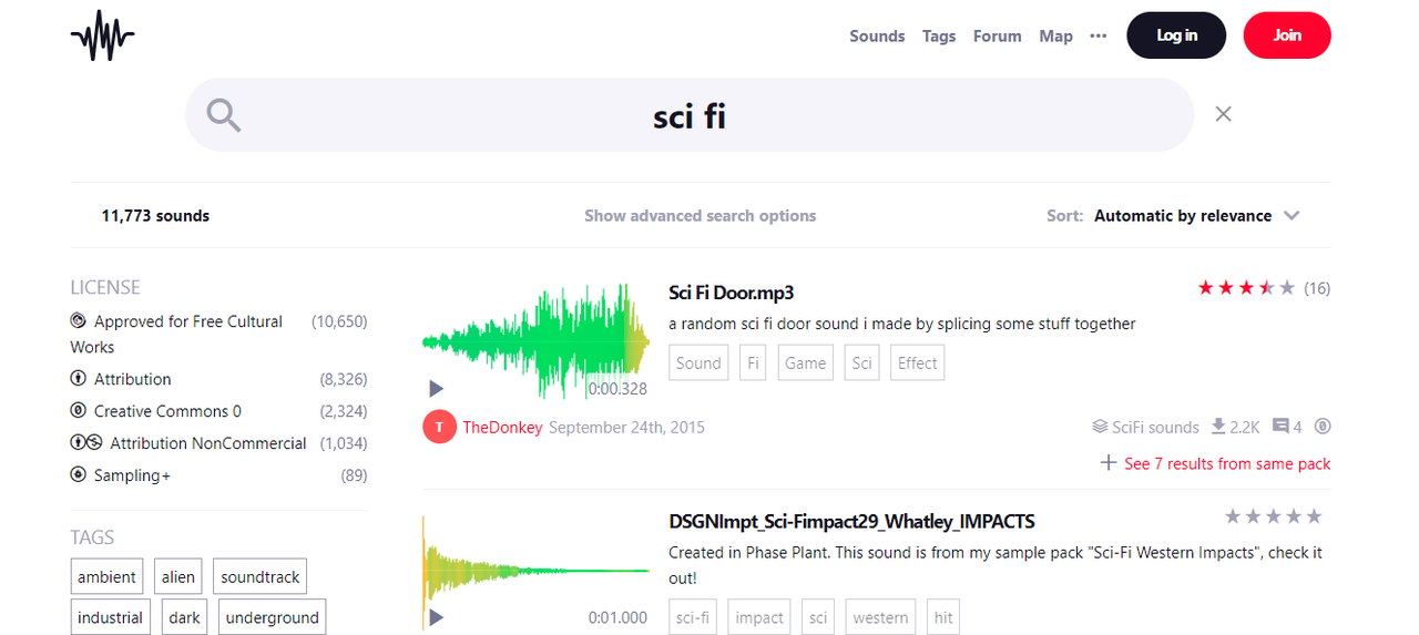 sci-fi sound effects-catalogue of sci-fi noises at freesound.org