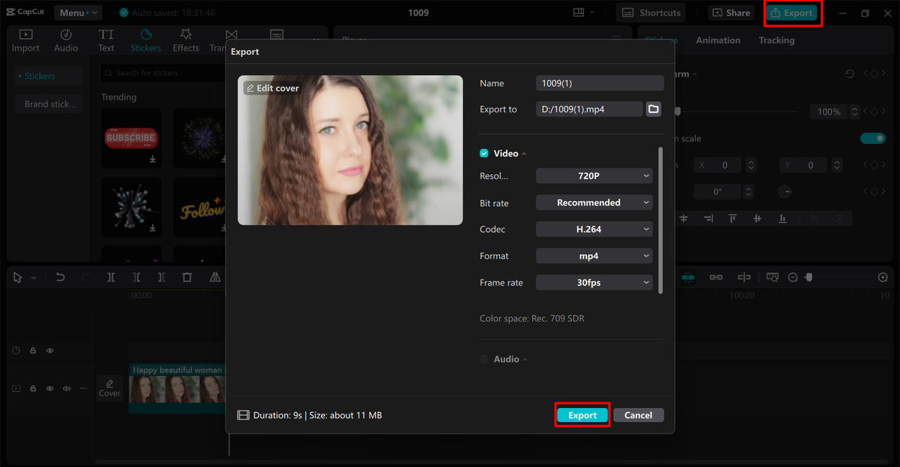 Exporting your video from the CapCut desktop video editor 