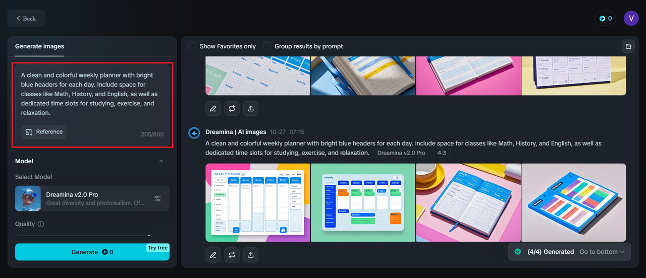 Write a prompt to create timetable online with Dreamina