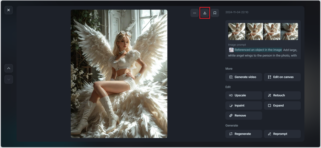 Saving the generating image with wings