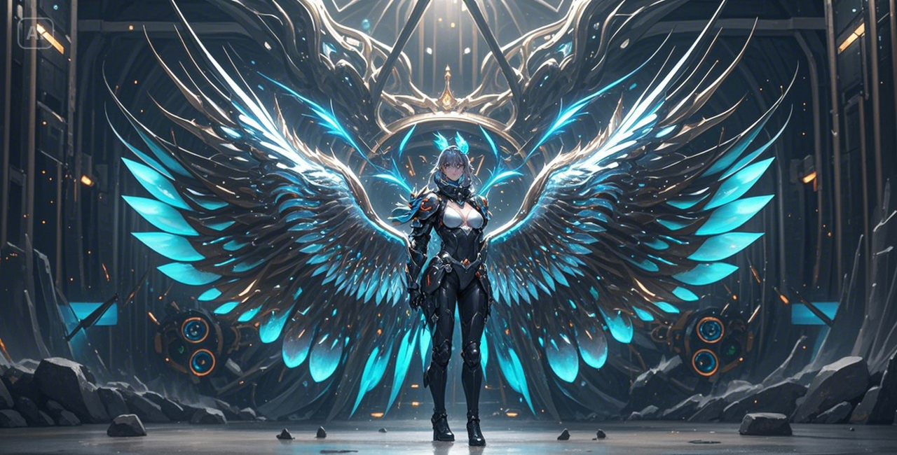 Futuristic cyber wings