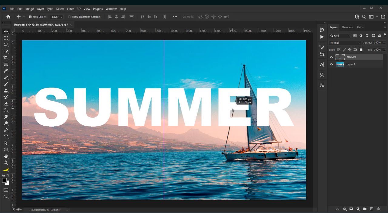 Selecting text to make it transparent in Photoshop