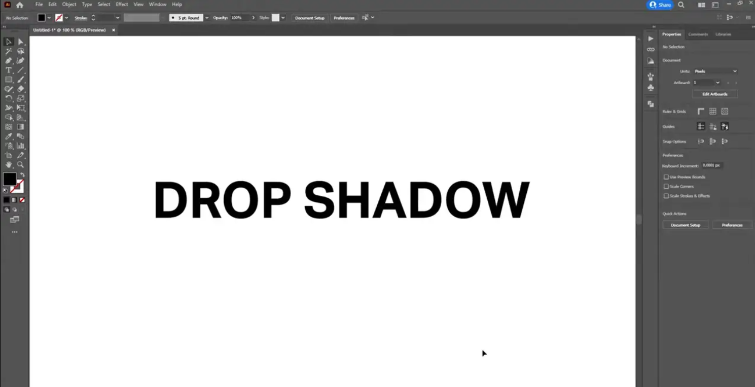 Opening a document to create a font shadow in Illustrator