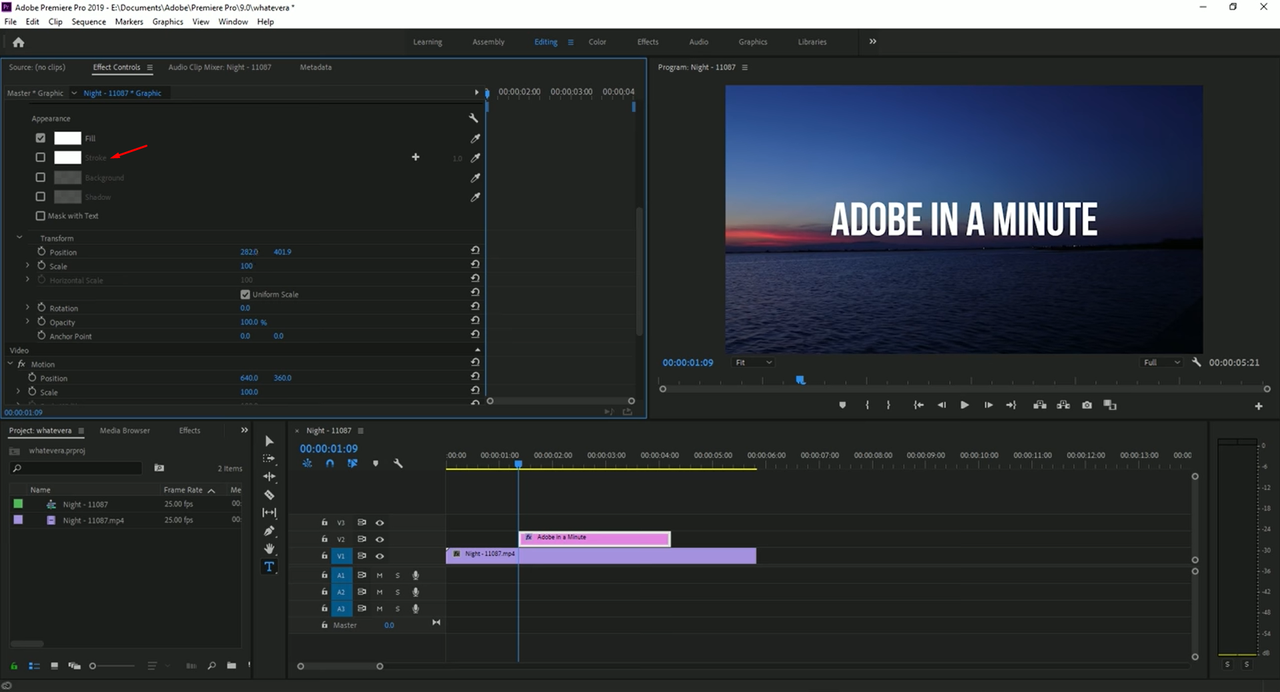 Using the transitions for text in Premiere Pro