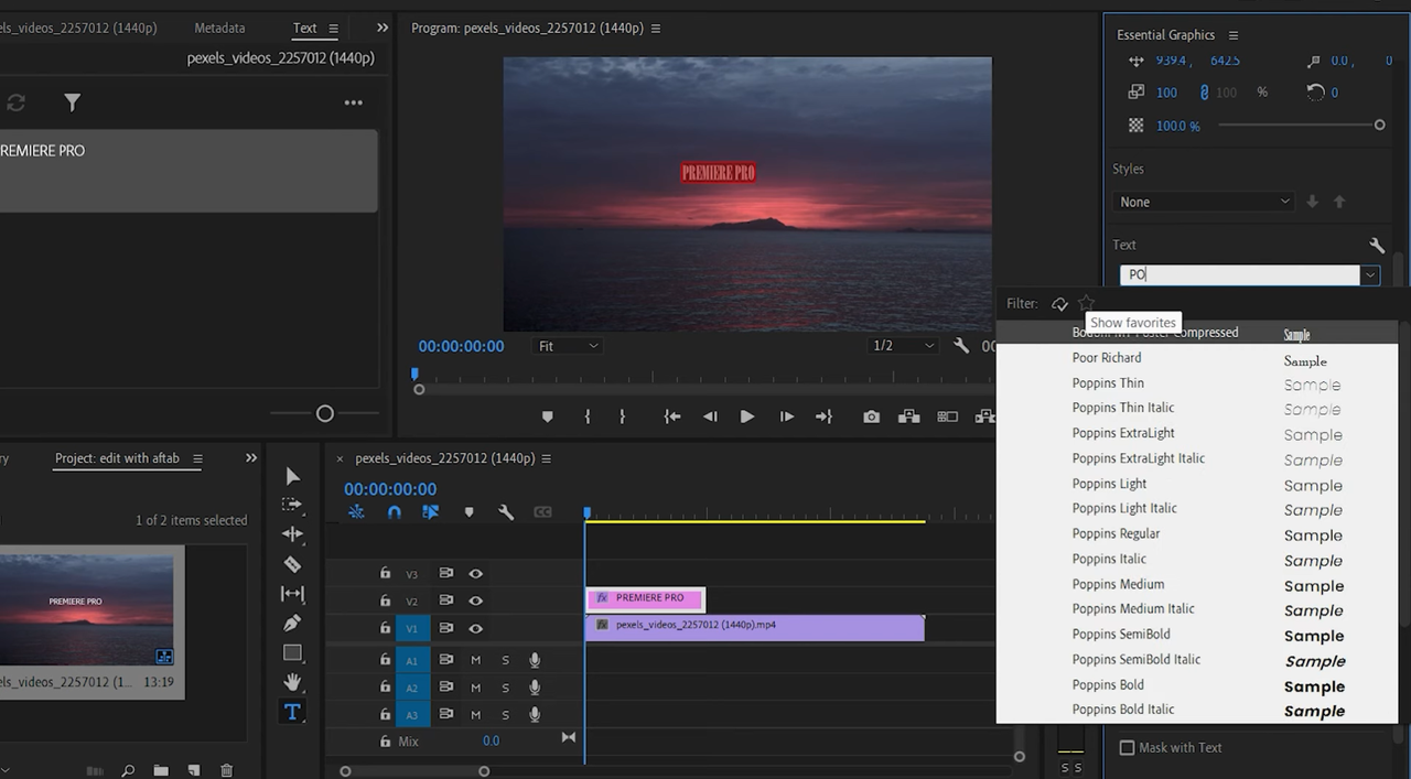 Creating text in Premiere Pro