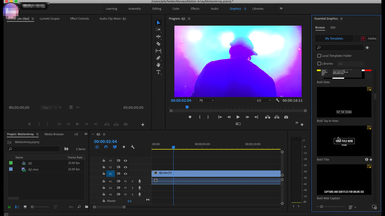 Using pre-made animation templates in Premiere Pro