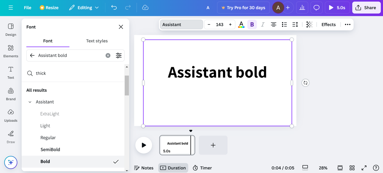 Image showing Assistant bold font in Canva