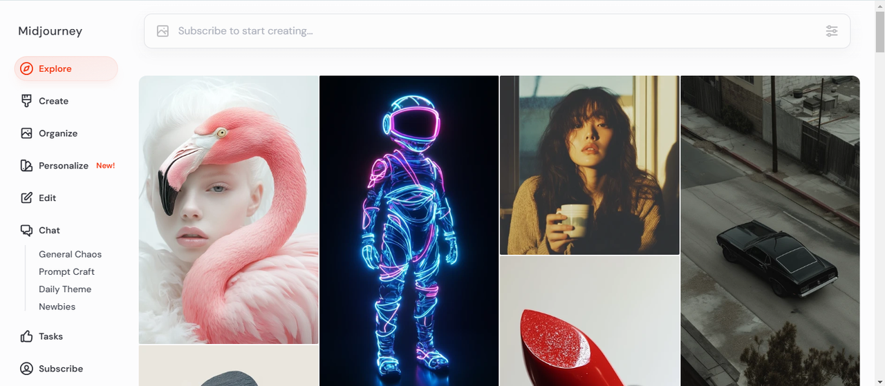 Midjourney’s interface