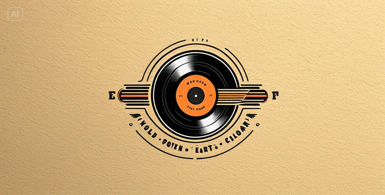 Vintage vinyl vibe DJ logo