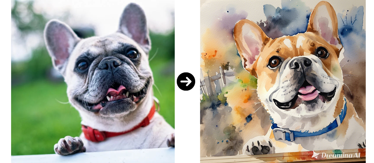 Watercolor for dog portrait photo example