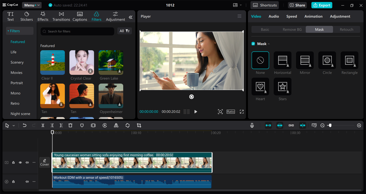 Interface of the CapCut desktop video editor - a tool to make trending videos for Twitter