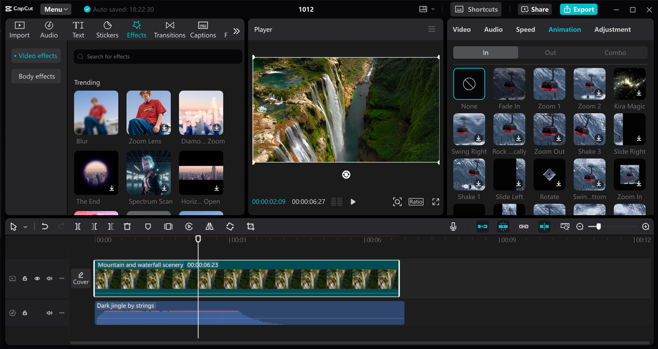 Interface of the CapCut desktop video editor - a quick way to add multilingual captions to videos