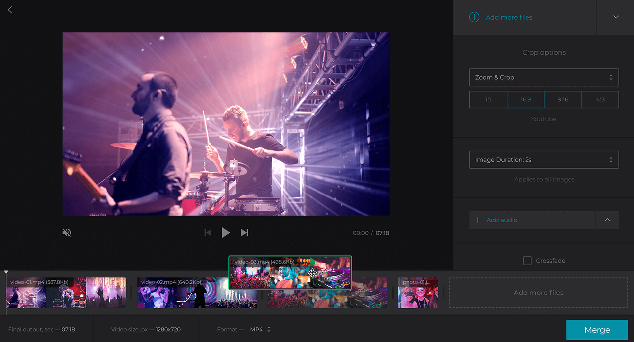 Interface of Clideo - an ideal online iMovie alternative