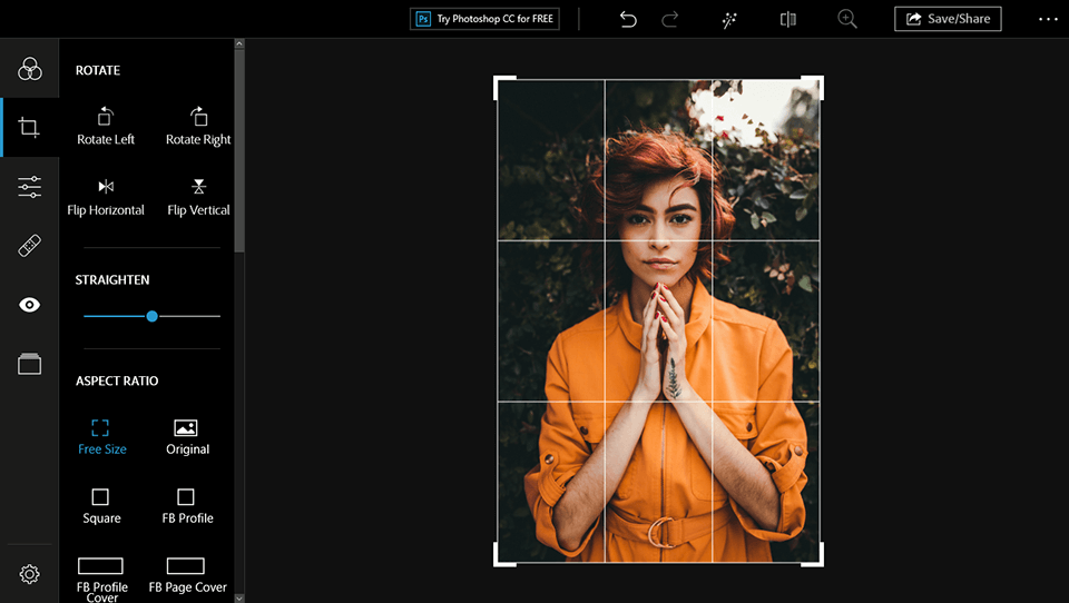 Interface of Adobe Express - a free Canva alternative for editing