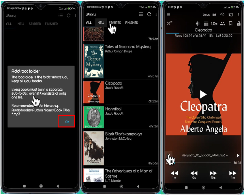 Interface of Smart AudioBook Player - a realistic audiobook creator app for mobile