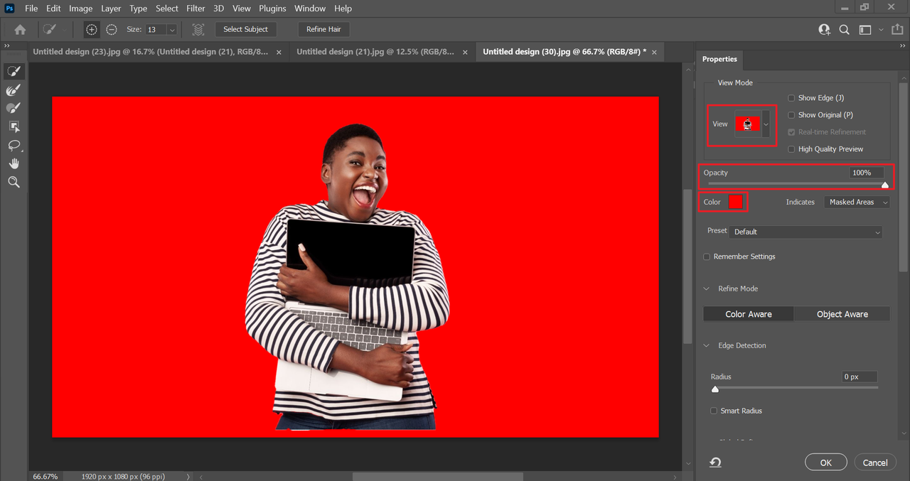 How to Photoshop make the background transparent: Adjust your selection