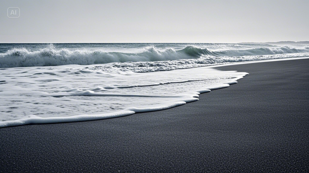 black and white beach poster