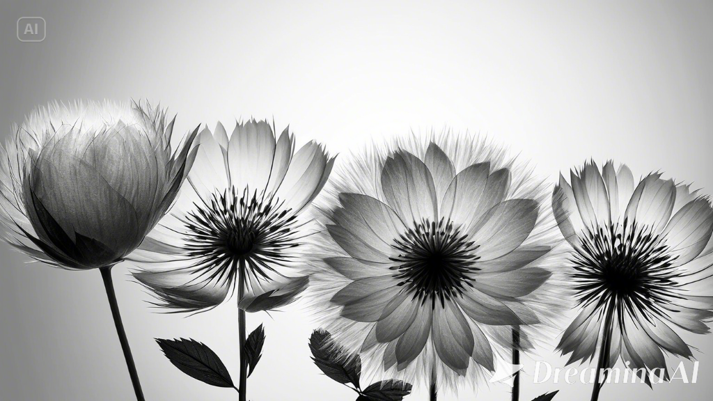 black and white flower poster