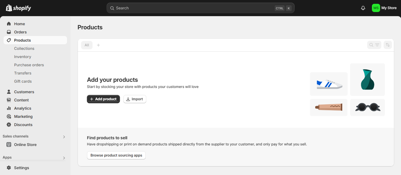 Shopify's product editing interface