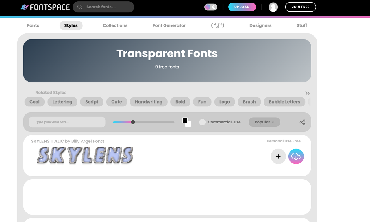 Font Space is an extensive transparent font maker