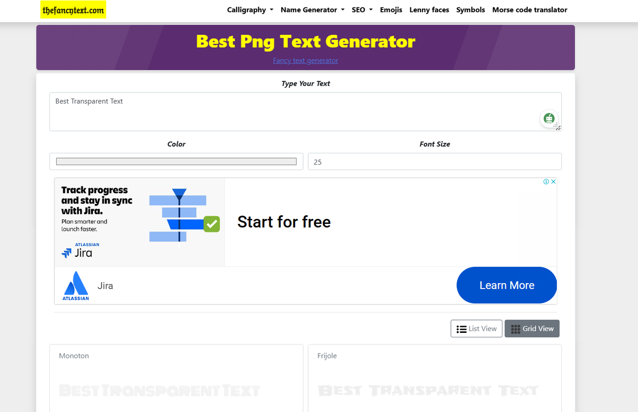 The Fancy Text tool is an efficient png text generator transparent