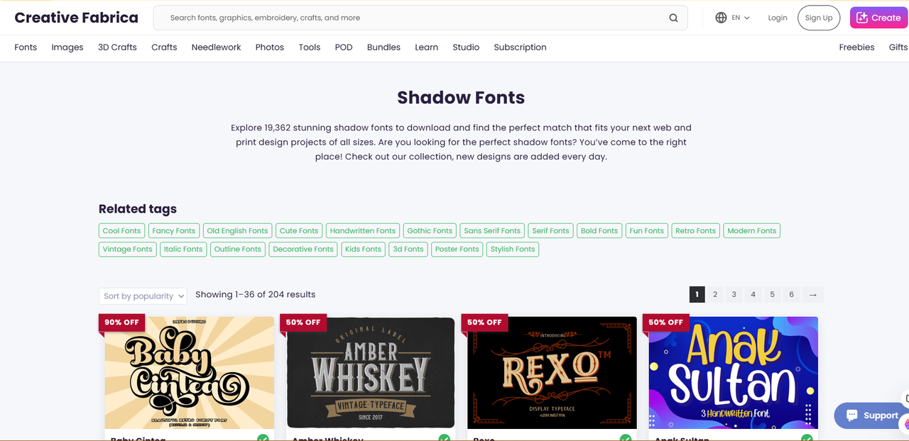 Creative Fabrica has a collection of beautiful shadow fonts