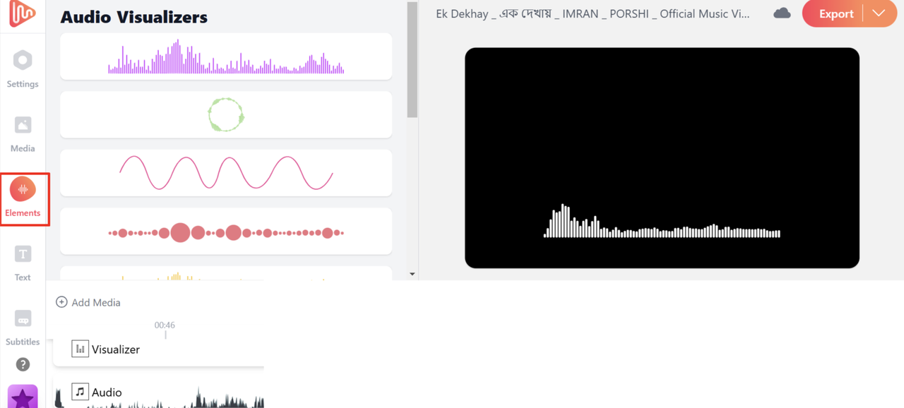 Interface of Audio Visualizers - a reliable audio waveform video generator available for free