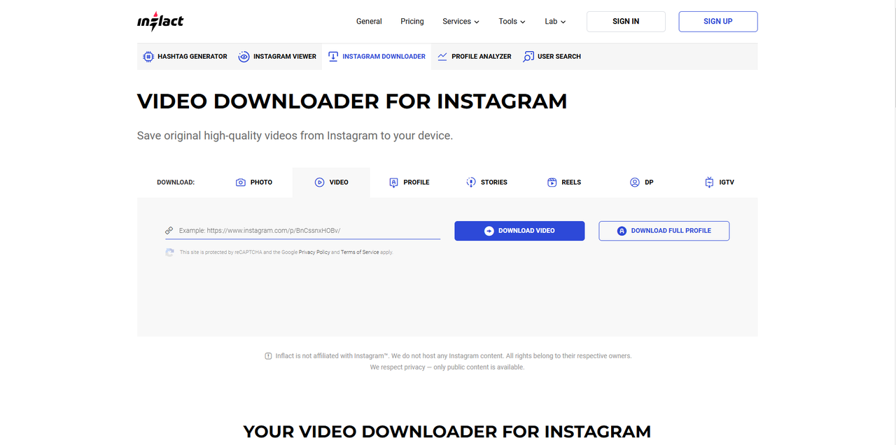 Showing how to download a video from Instagram DM on a PC