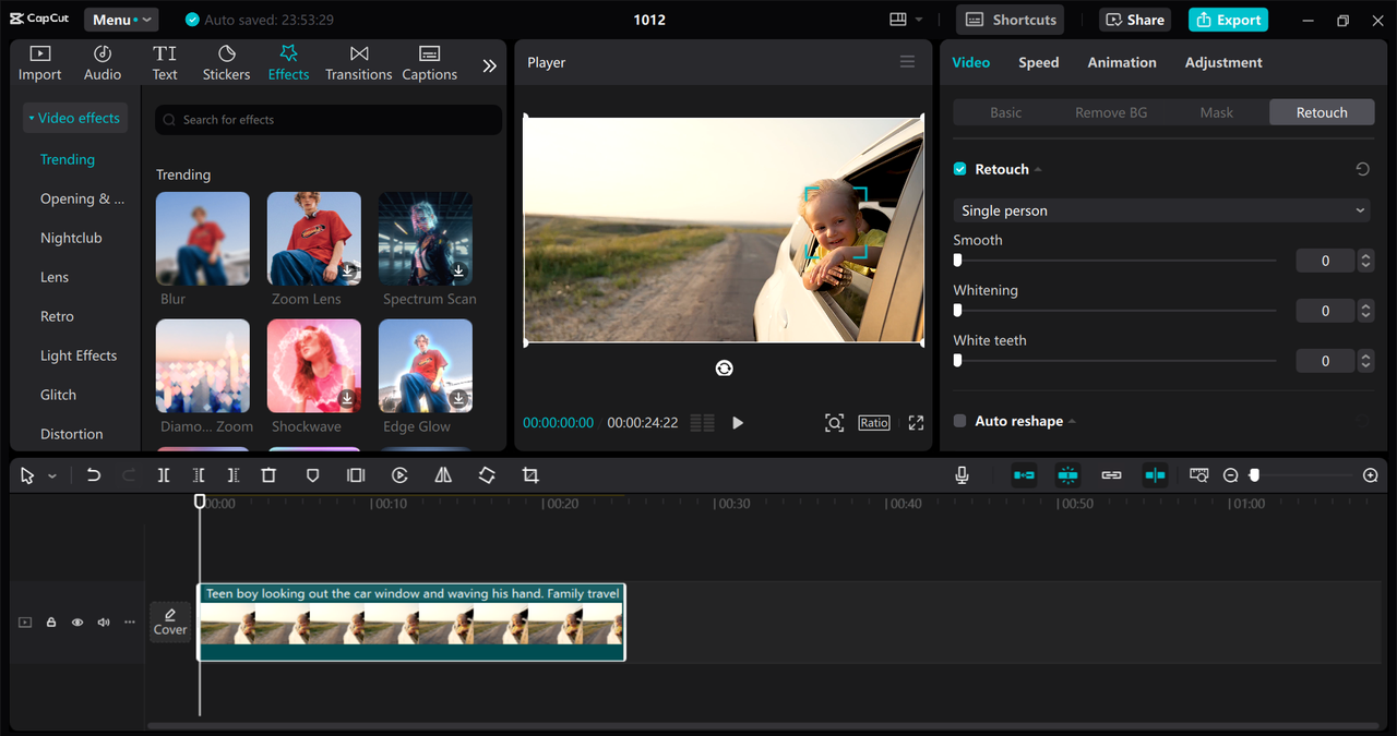 Interface of the CapCut desktop video editor - a quick way to enhance your podcast videos