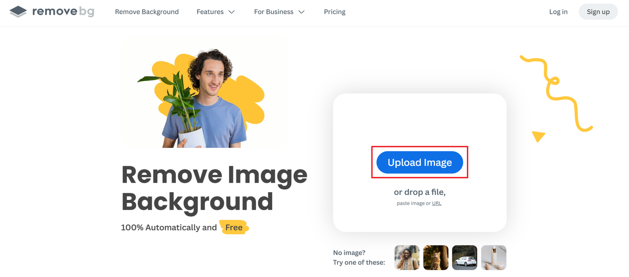 Click "Upload Image" to erase background online free