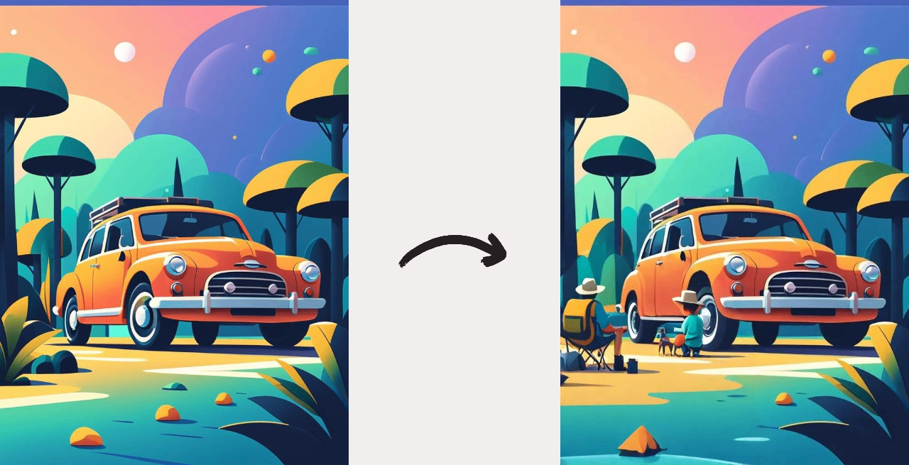 inpainting missing detaills in flat-style illustration design