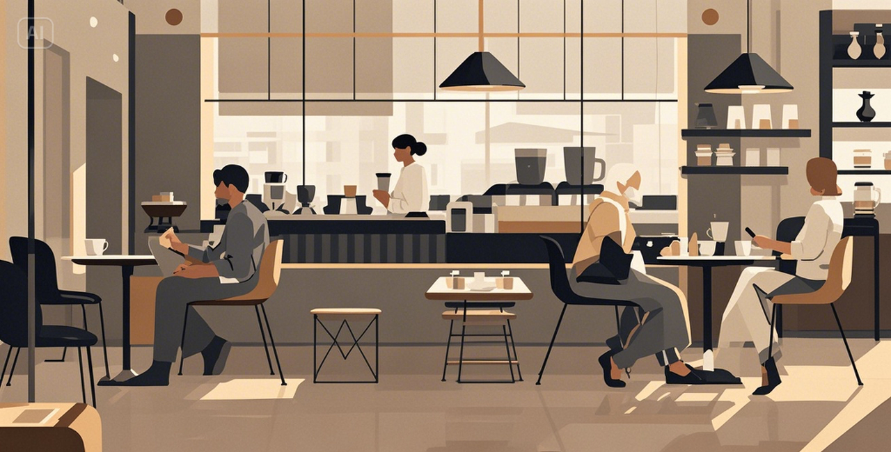 coffee shop flat 2D illustration