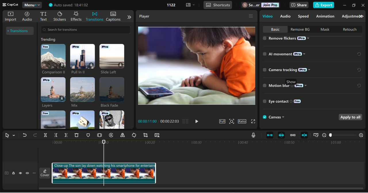 Editing interface of CapCut desktop video editor - a perfect tool to mask videos